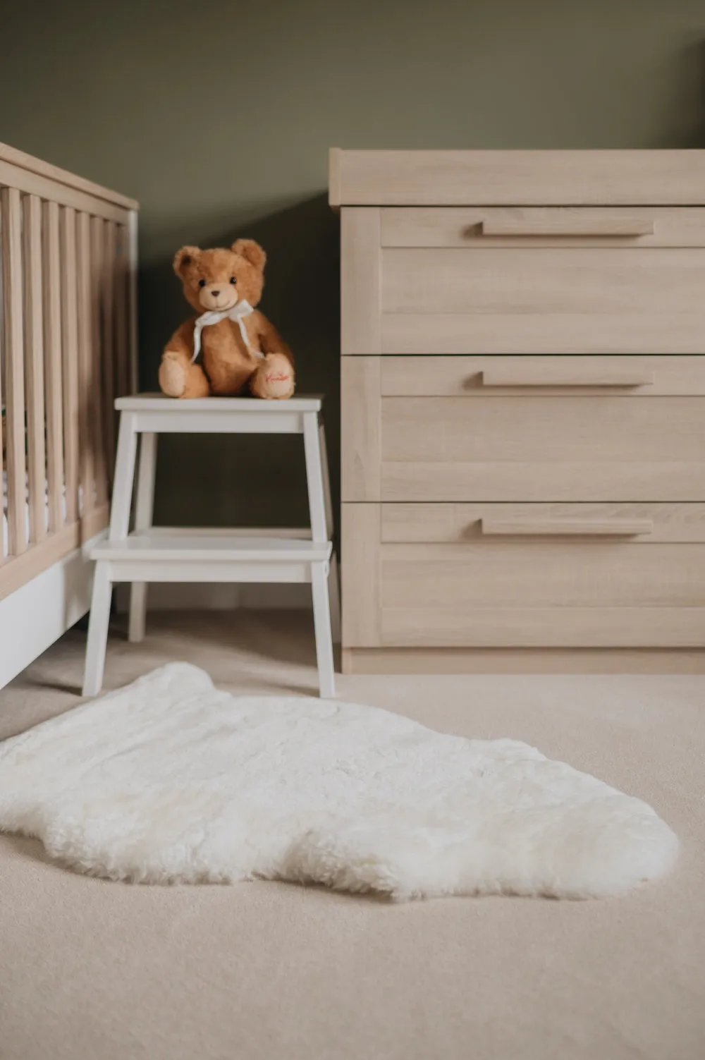 Nursing Baby Sheepskin Rug