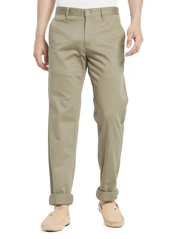 Octave Men Khaki Solid Regular-Fit Chinos