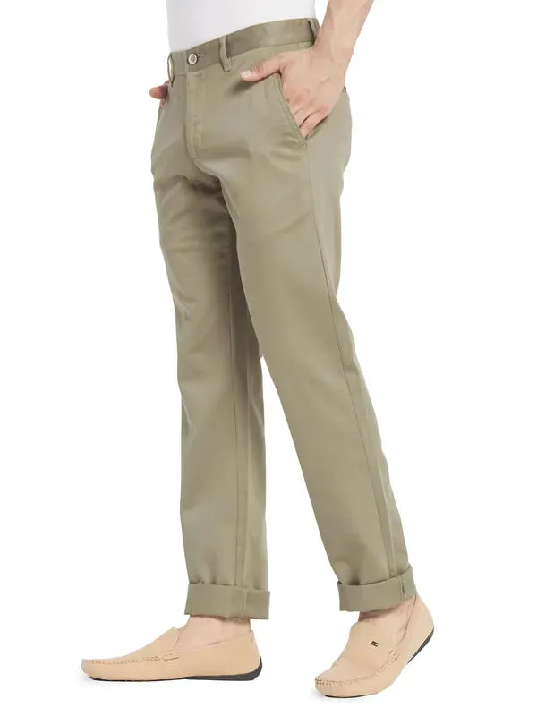 Octave Men Khaki Solid Regular-Fit Chinos