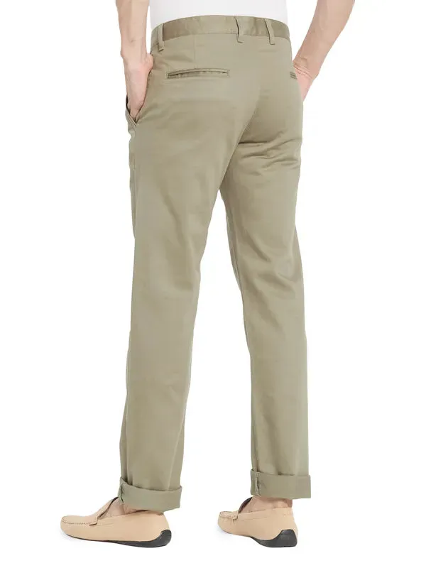 Octave Men Khaki Solid Regular-Fit Chinos