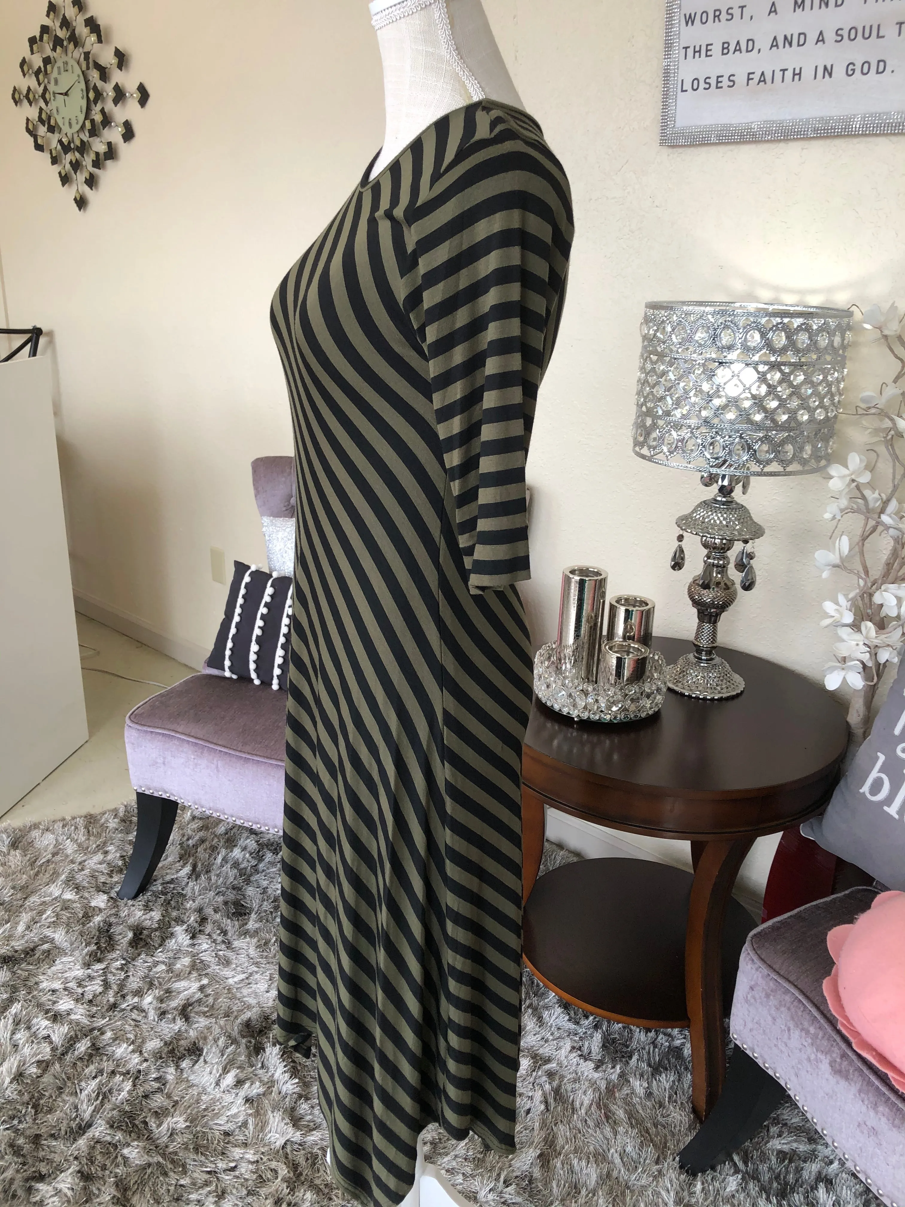 Olive and Black Stripe Tunic/Dress