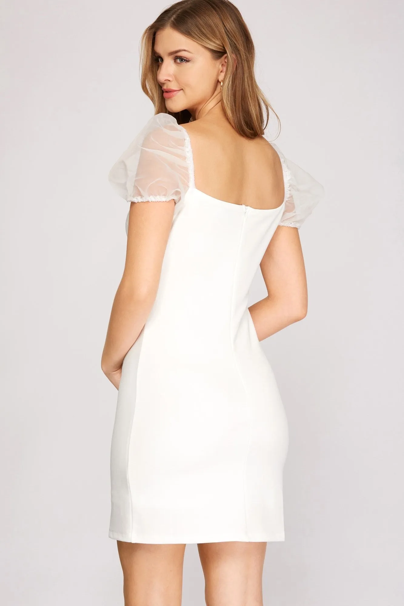 Olivia Organza Puff Shoulder Dress