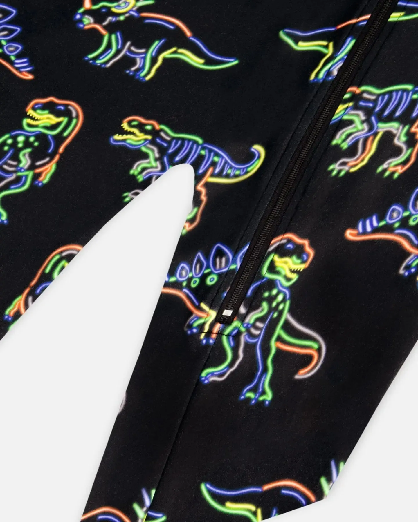 One Piece Thermal Underwear Black Printed Neon Dino