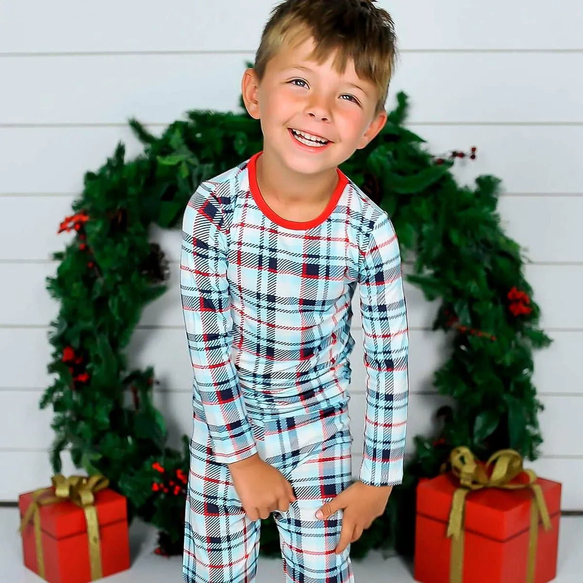 Original Holiday Plaid Bamboo Kids Pajamas