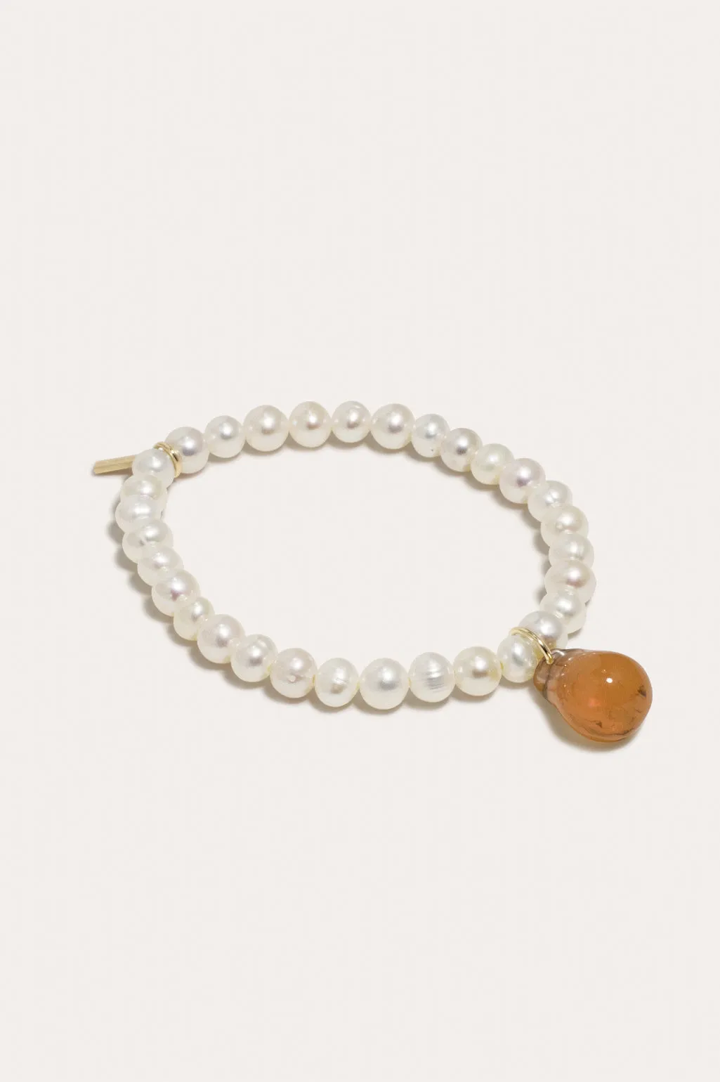 P112 - Pearl and Tortoise Shell Bio Resin Recycled Gold Vermeil Bracelet