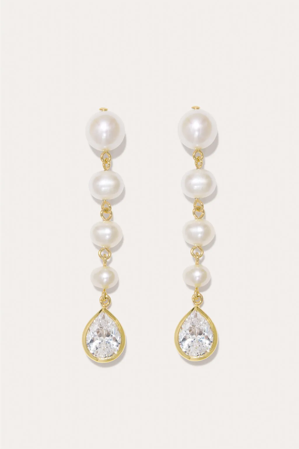 P168 - Pearl and Zirconia Recycled Gold Vermeil Earrings