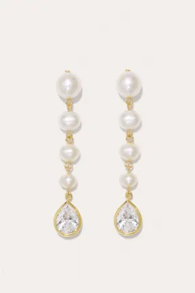 P168 - Pearl and Zirconia Recycled Gold Vermeil Earrings