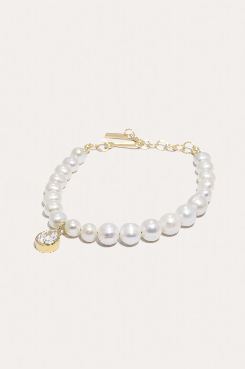 P183 - Pearl and Zirconia Recycled Gold Vermeil Bracelet