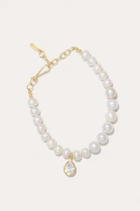 P183 - Pearl and Zirconia Recycled Gold Vermeil Bracelet