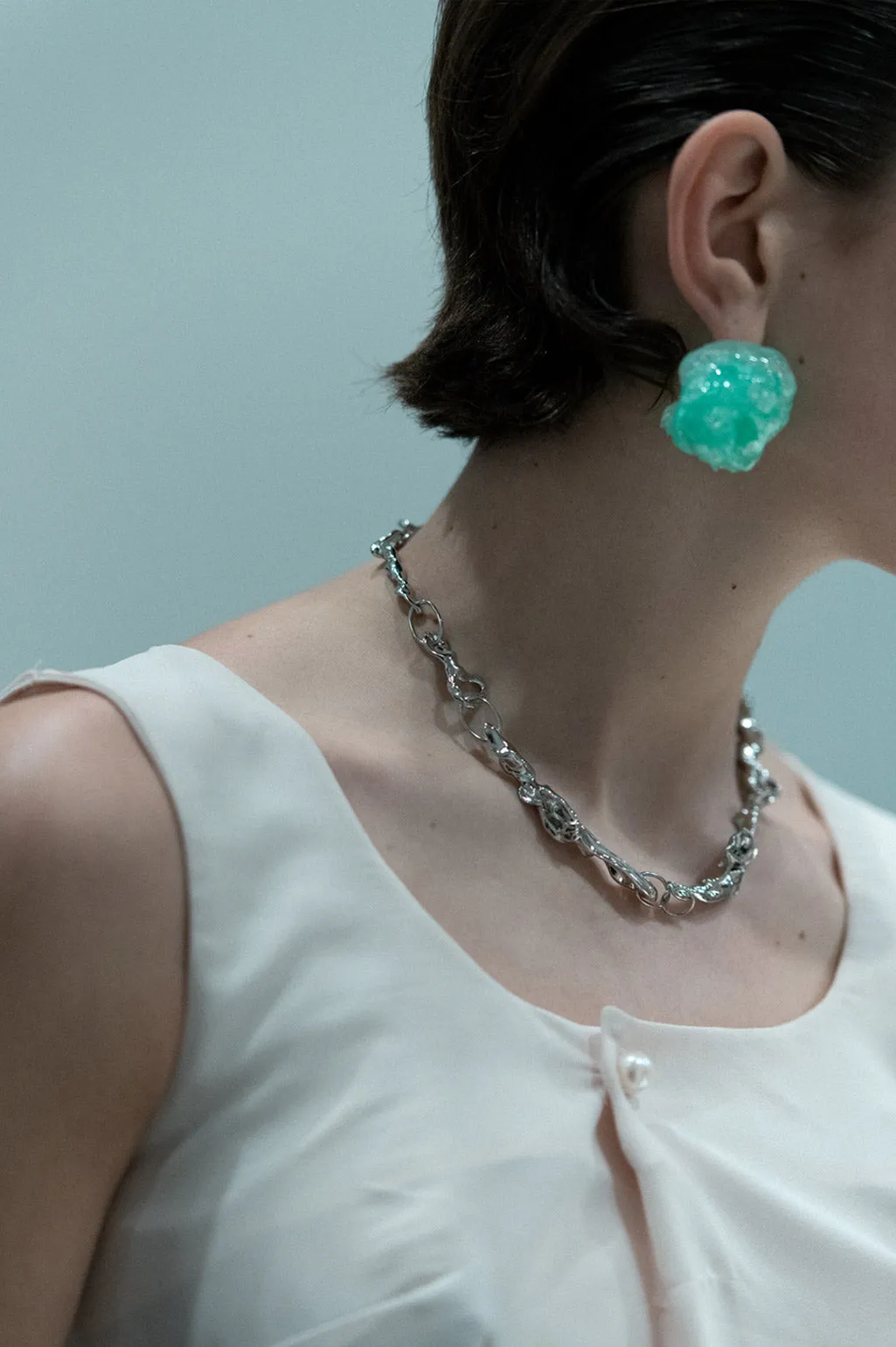 Padding - Green Bio Resin Bubble Wrap and Gold Vermeil Earrings