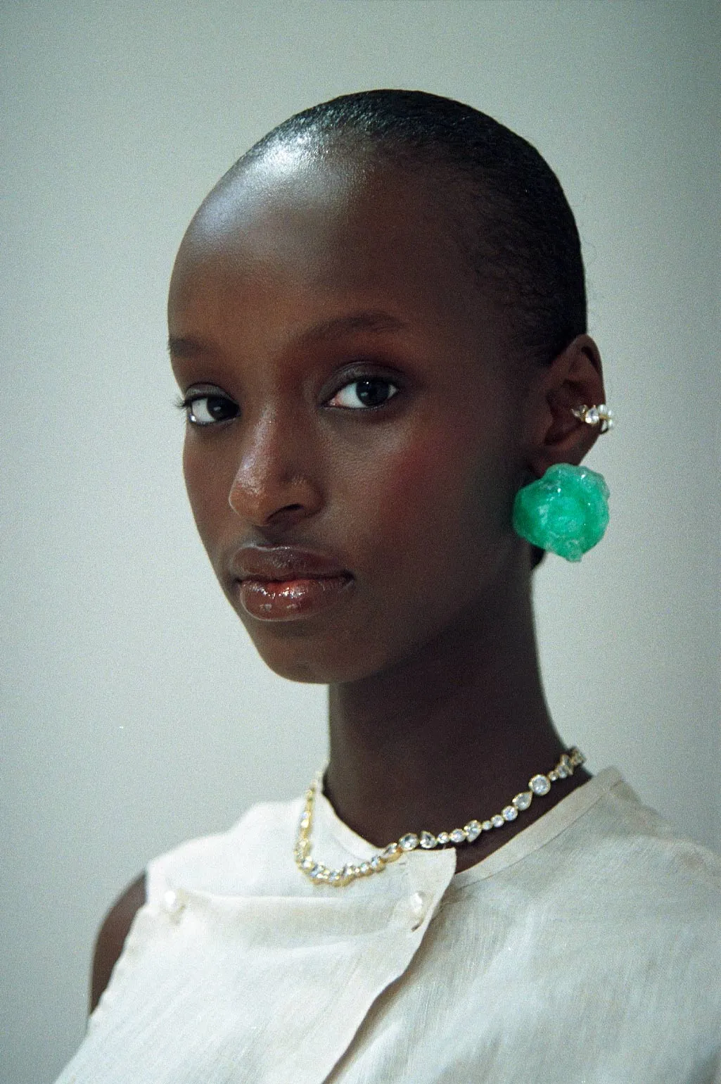 Padding - Green Bio Resin Bubble Wrap and Gold Vermeil Earrings