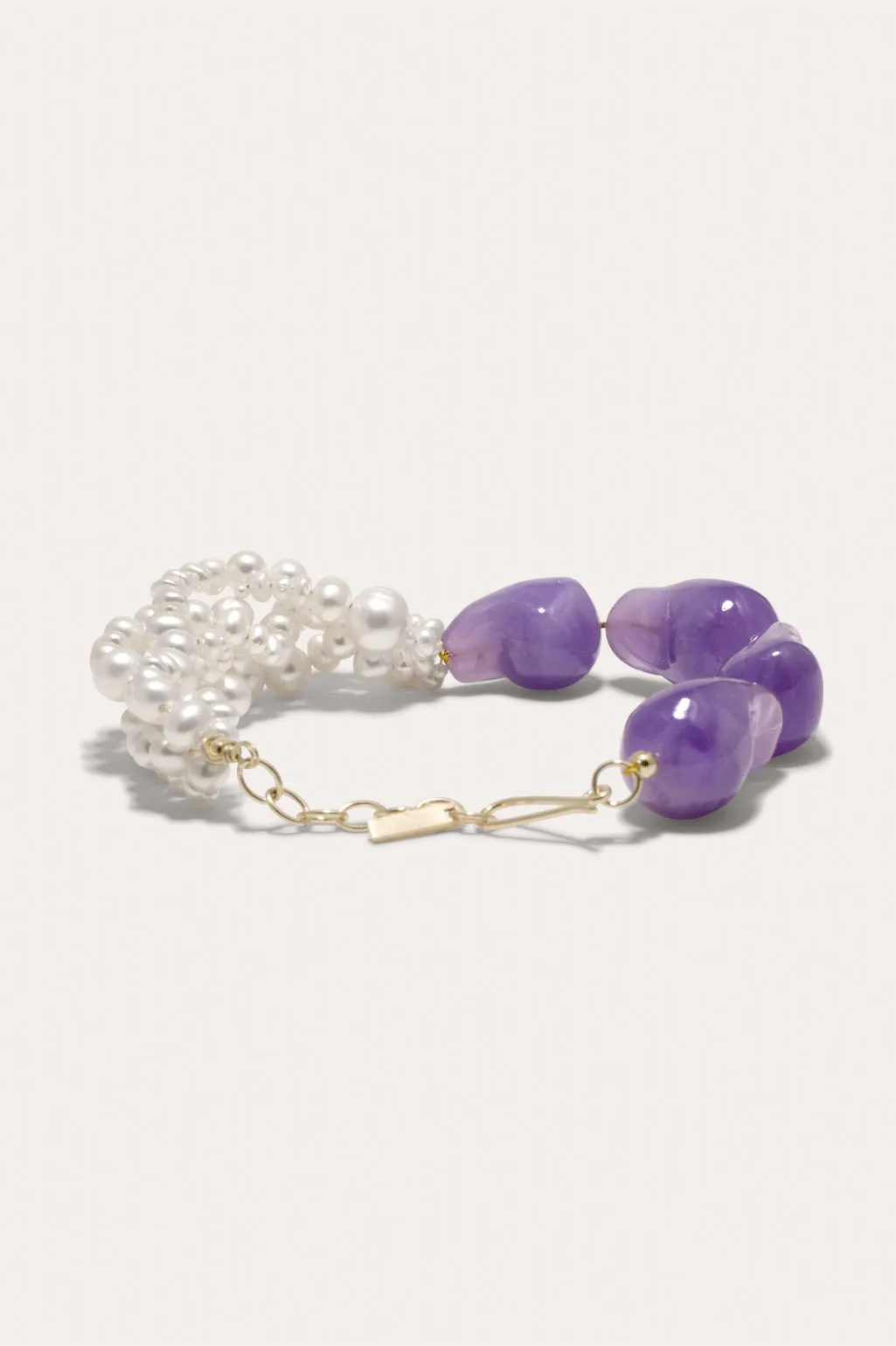 Parade of Possibilities II - Pearl and Lilac Bio Resin Gold Plated Bracelet