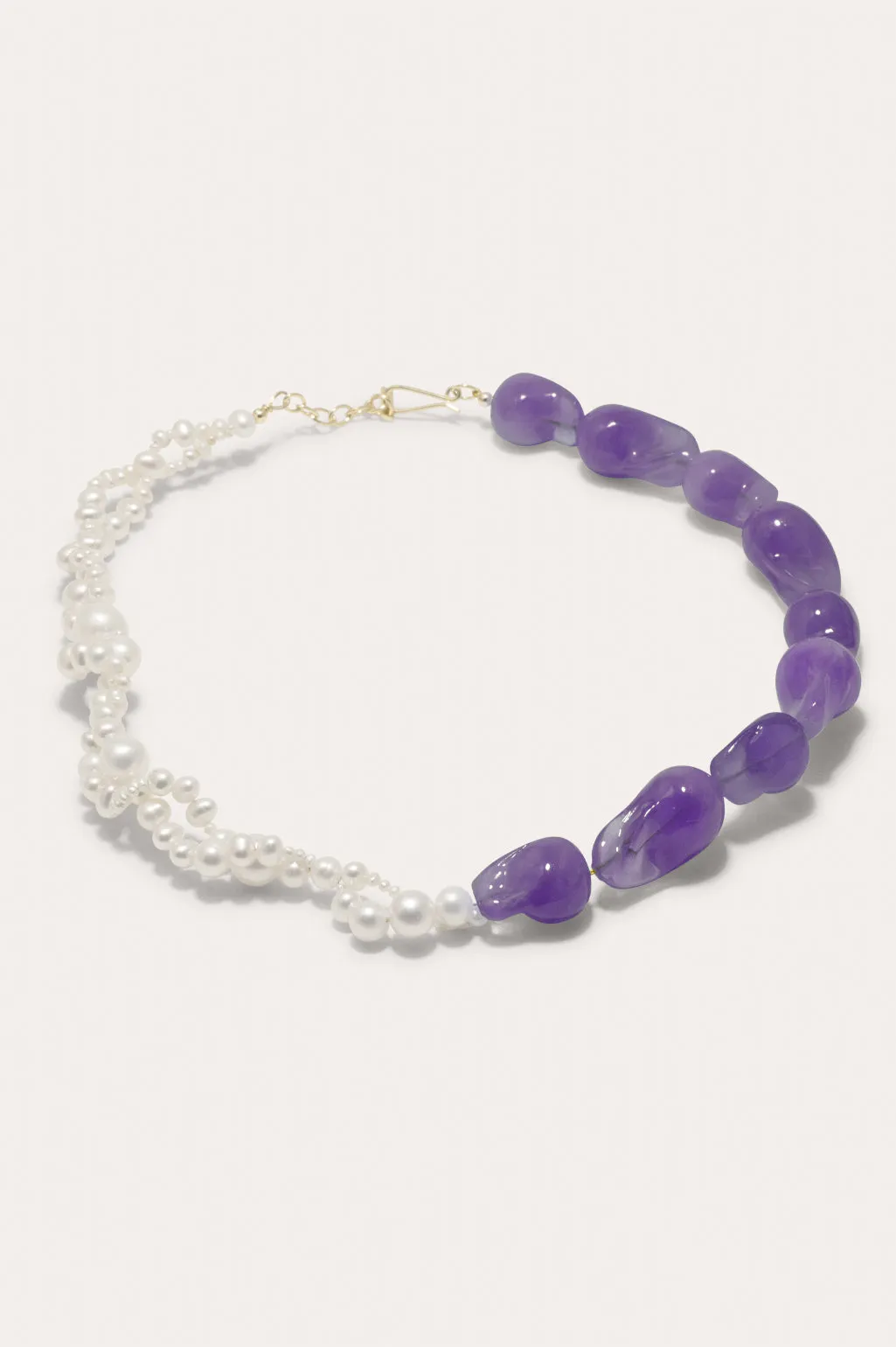 Parade of Possibilities II -  Pearl and Lilac Bio Resin Gold Plated Necklace