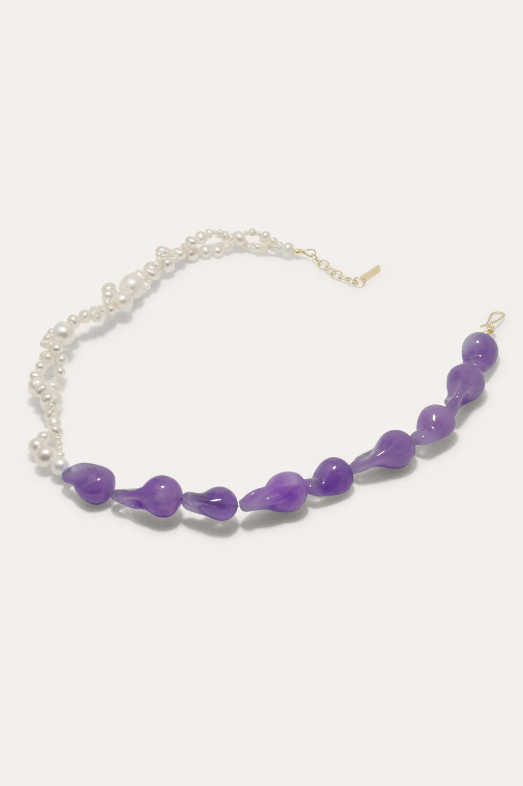 Parade of Possibilities II -  Pearl and Lilac Bio Resin Gold Plated Necklace