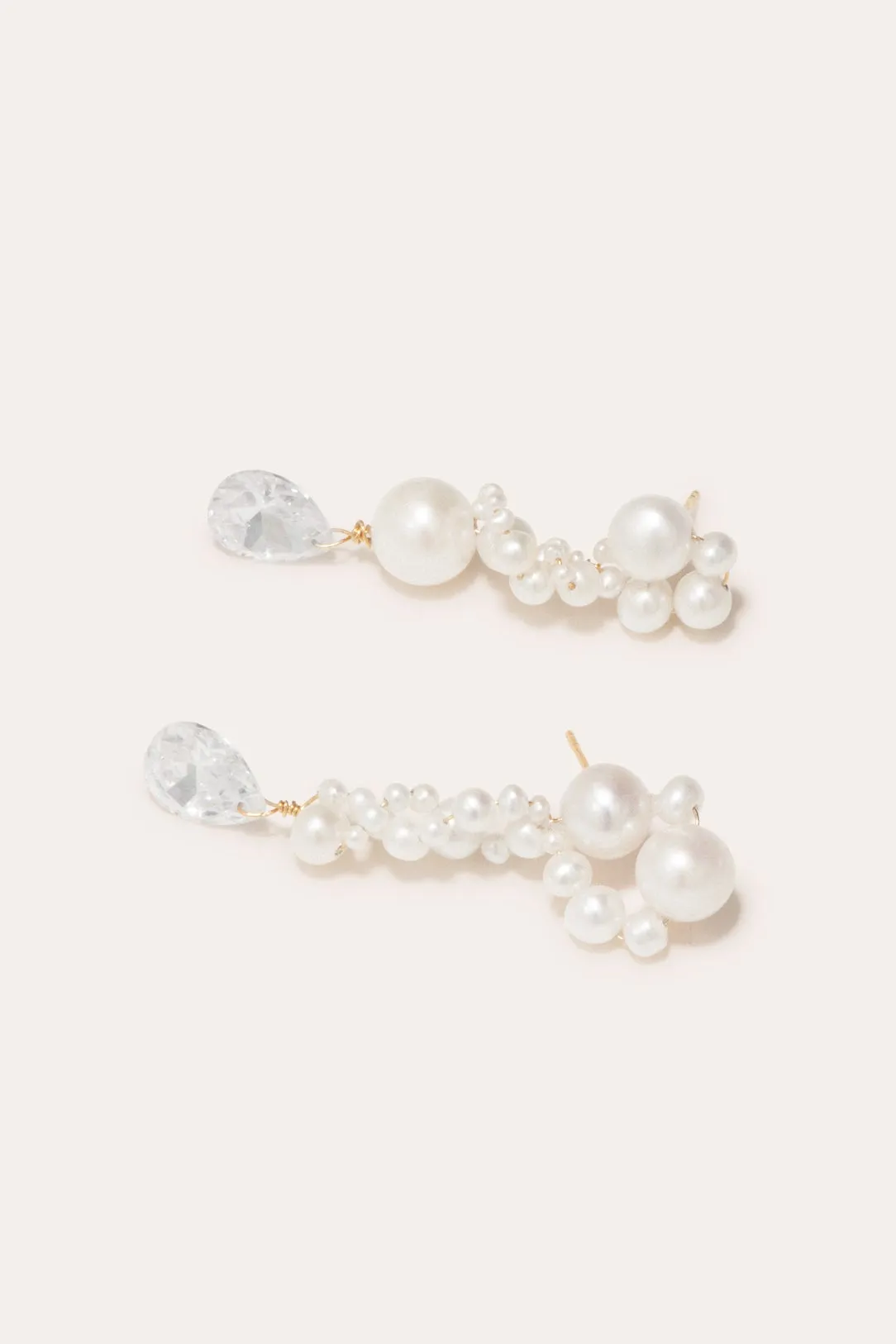 Past in a Future Tense - Pearl and Zirconia Gold Vermeil Earrings