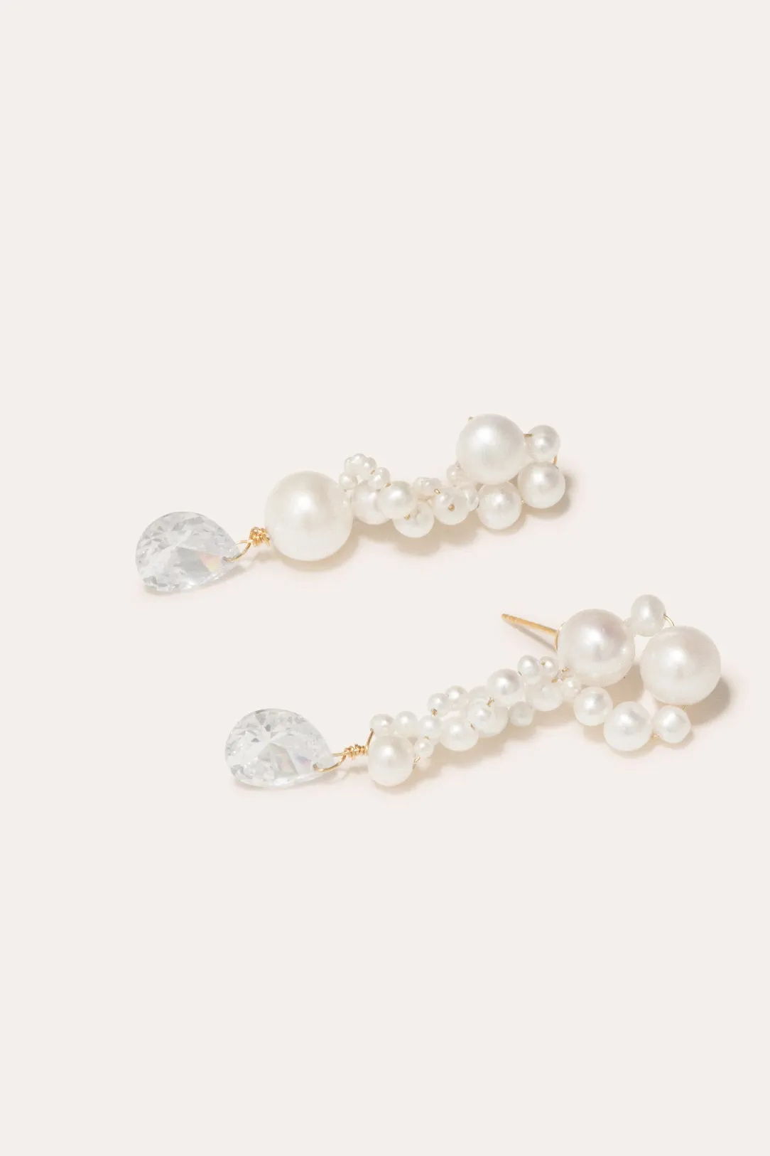 Past in a Future Tense - Pearl and Zirconia Gold Vermeil Earrings