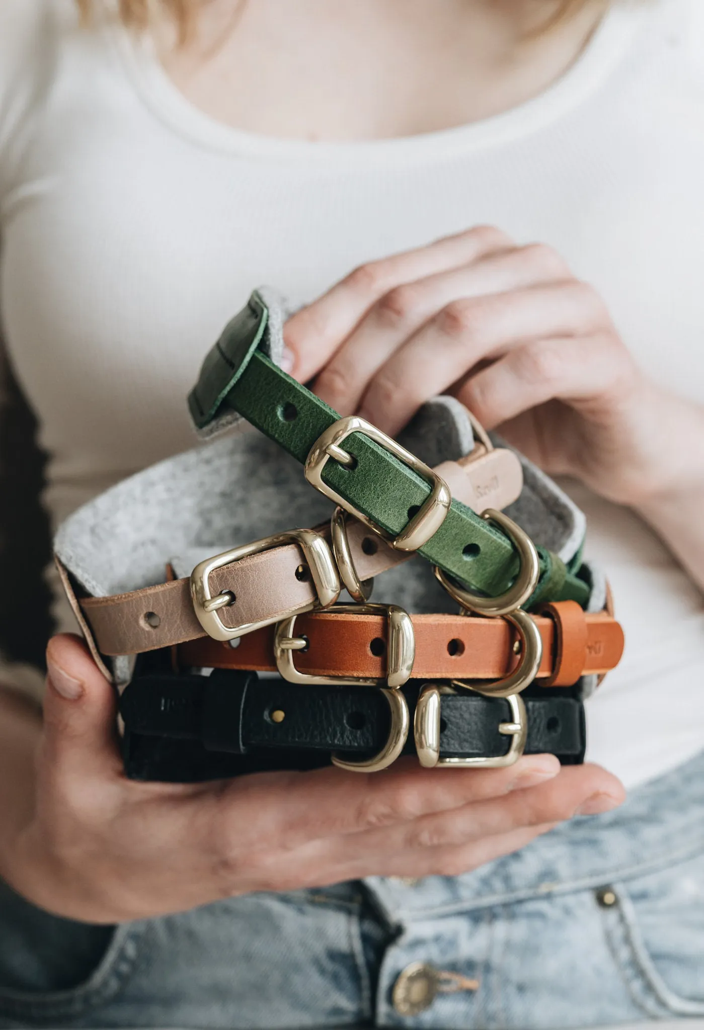 Pine Leather Dog Collar