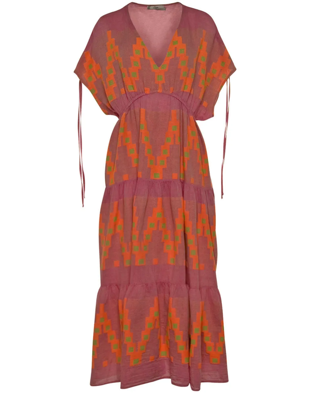 Pink and Orange Geometric Topazio Maxi Dress