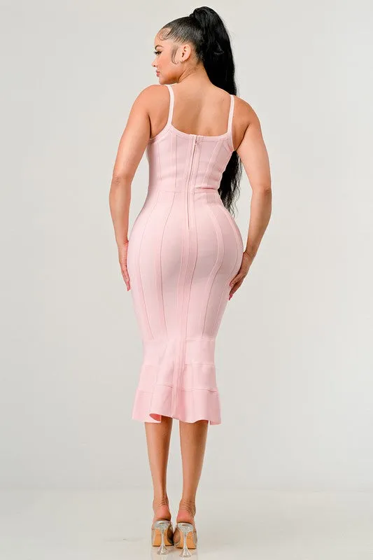 Pink Bodycon Midi Dress