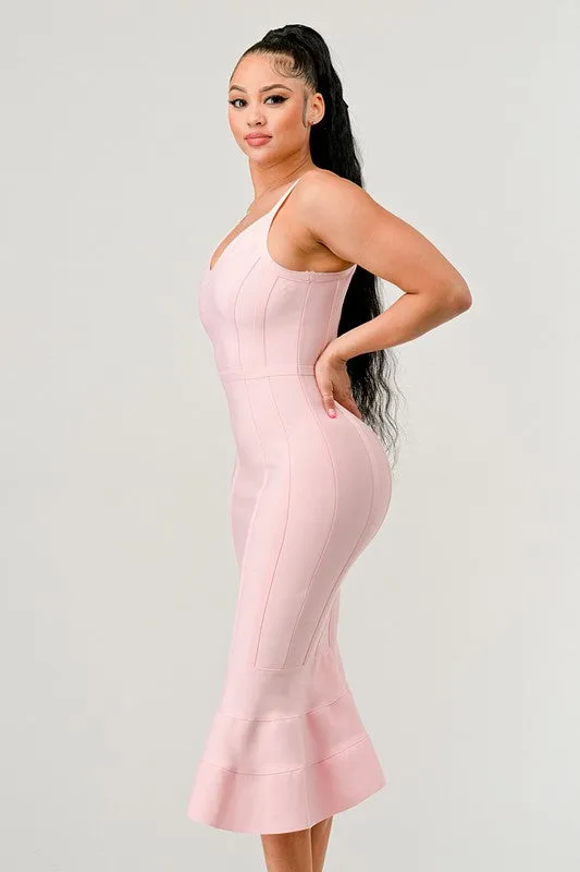 Pink Bodycon Midi Dress