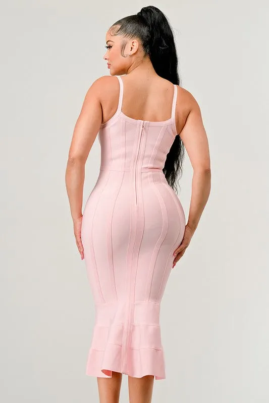 Pink Bodycon Midi Dress