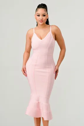 Pink Bodycon Midi Dress