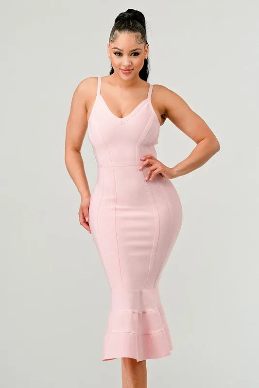 Pink Bodycon Midi Dress