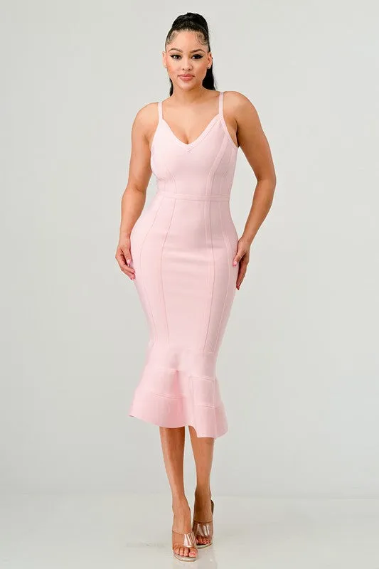 Pink Bodycon Midi Dress