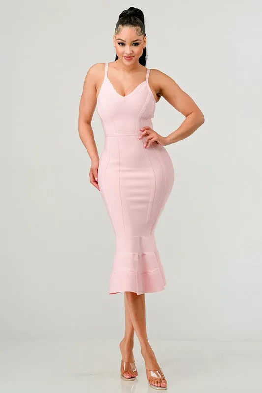 Pink Bodycon Midi Dress