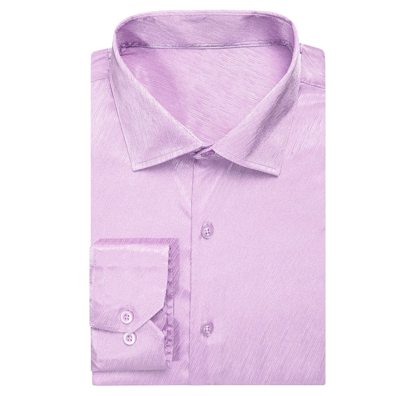 Pink Purple Solid Silk Men's Long Sleeve Shirt