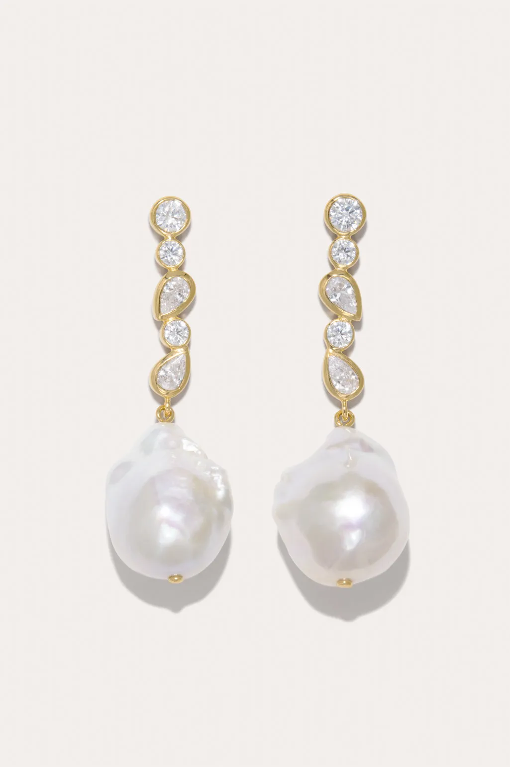 Pitter‐Patter - Pearl and Zirconia Recycled Gold Vermeil Earrings