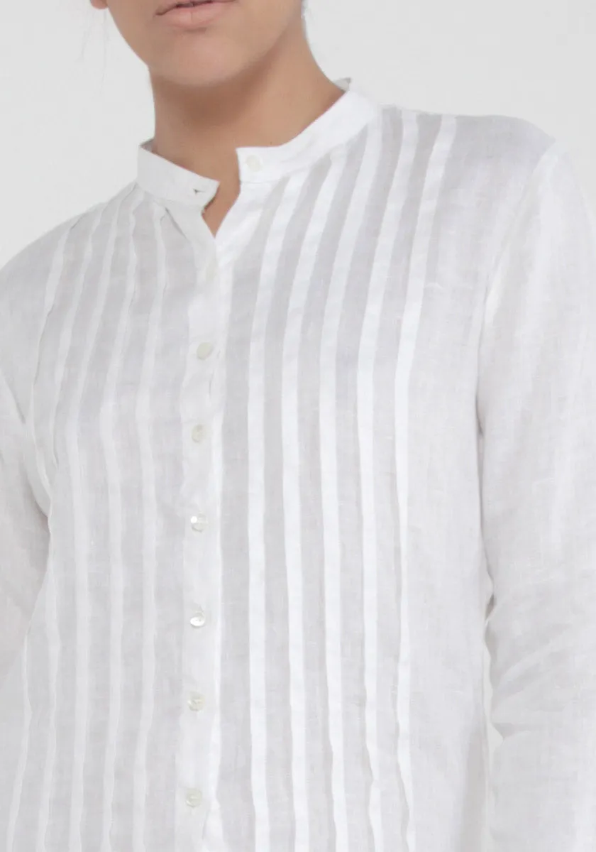 Pleated Button-Down Linen Tunic