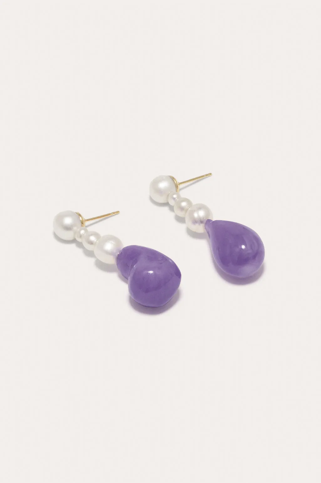 Pluck - Pearl and Lilac Bio Resin Gold Vermeil Earrings