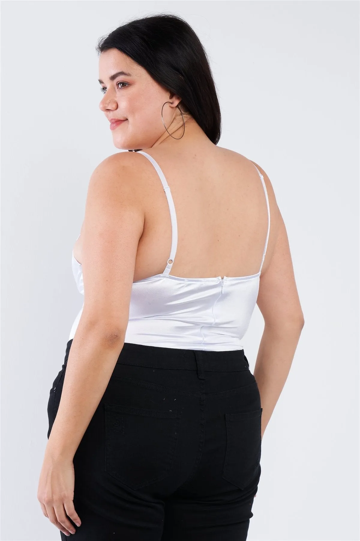 Plus Size Silk Center Cut Out Bodysuit