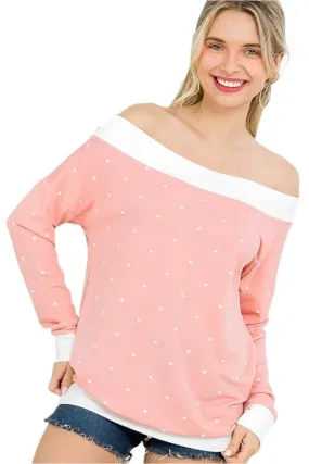 Polka Dot Off Shoulder Tunic Top