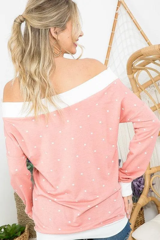 Polka Dot Off Shoulder Tunic Top