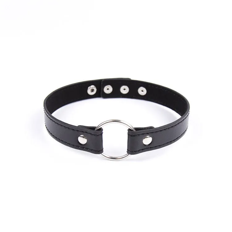 Press Stud Faux Leather Fetish Collar