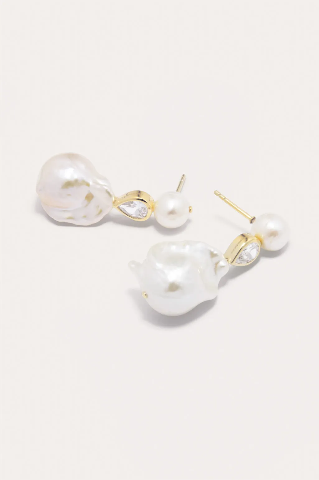 Pulp - Pearl and Zirconia Gold Vermeil Earrings