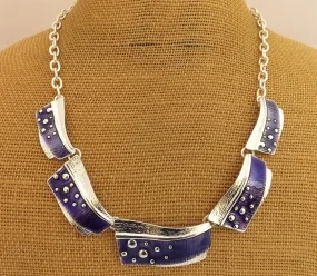 Purple & Silver Tone Collar Necklace