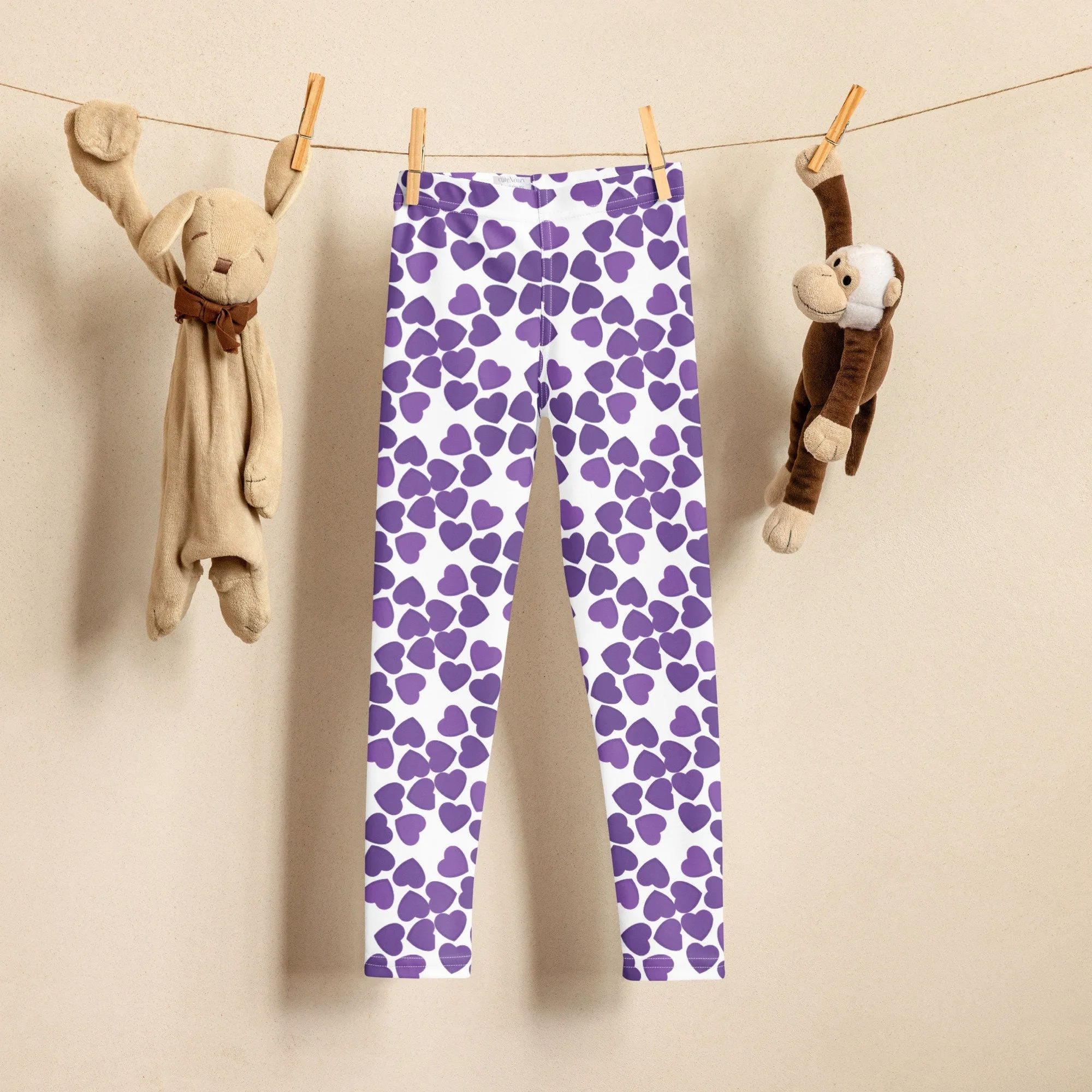 Purple Hearts Kid's Leggings Play Fashion