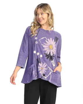 Purple Love Letter Mineral Wash Tunic with Pockets