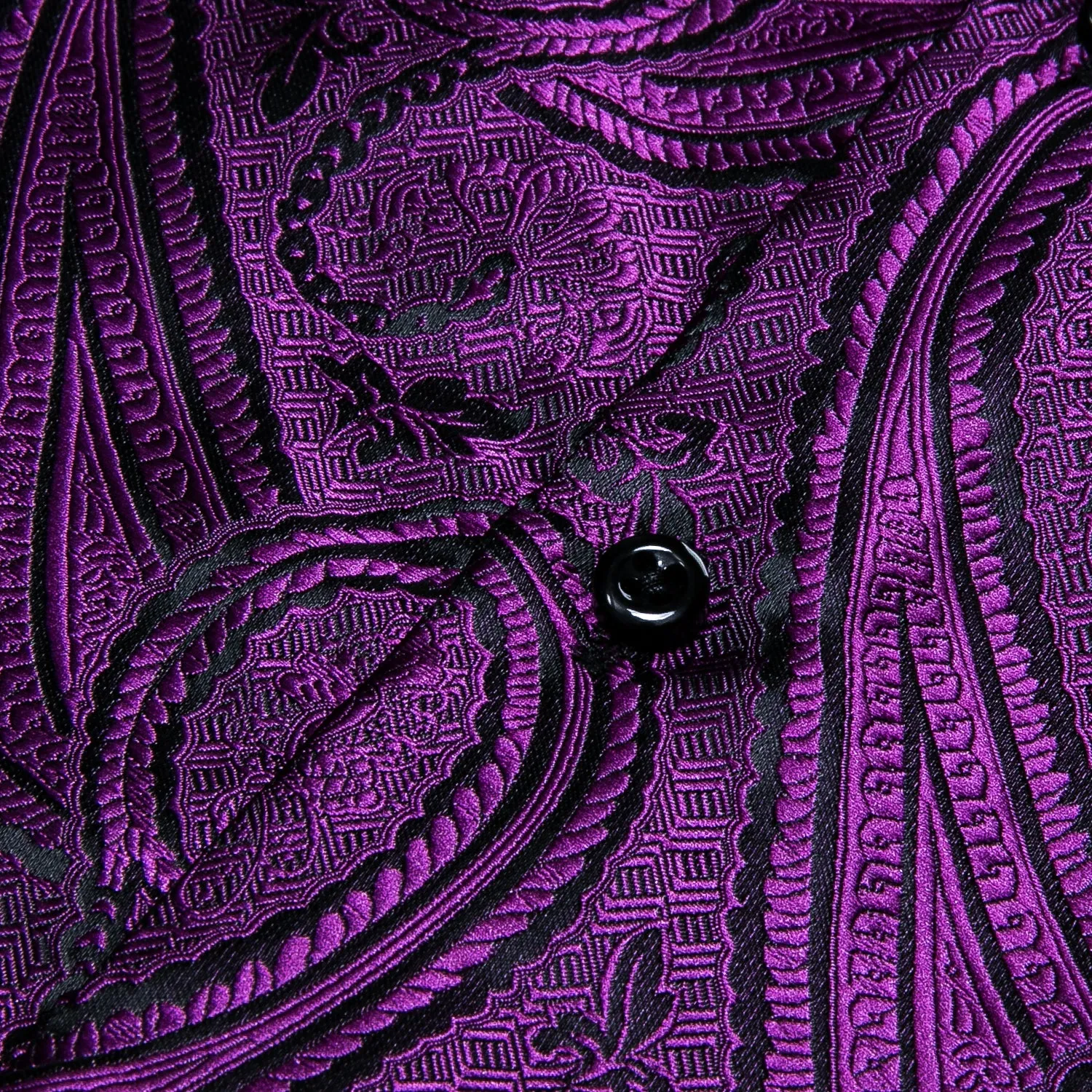 Purple Paisley Silk Men's Long Sleeve Shirt