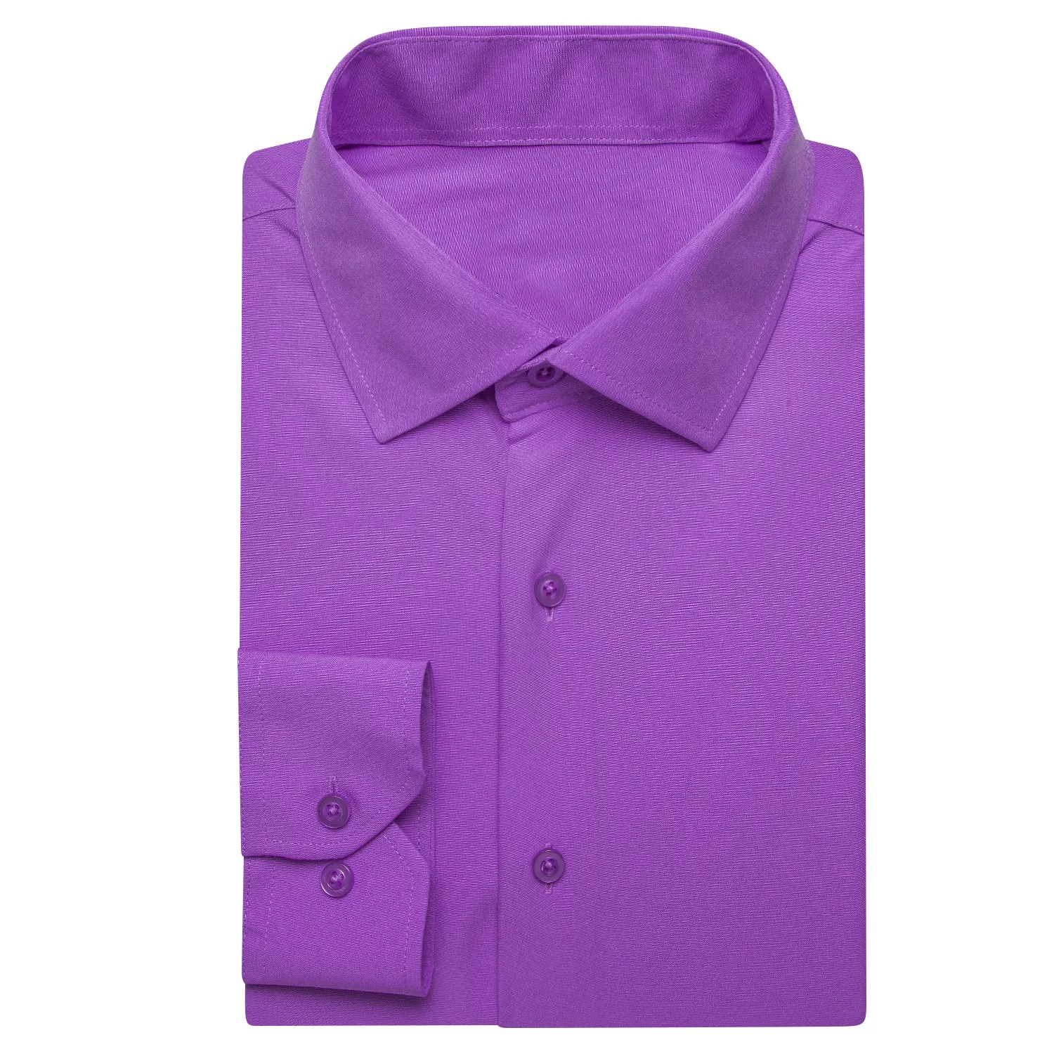 Purple Solid Four-way Stretch Fabric Men's Long Sleeve Shirt