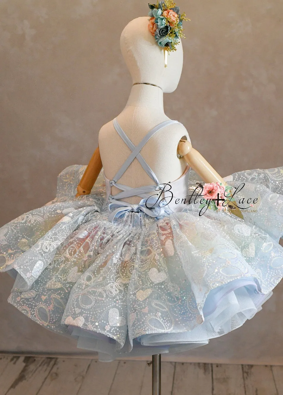 "Birthday Party" - Blue Petal Short Length Dress (5 Year - 6 Year)