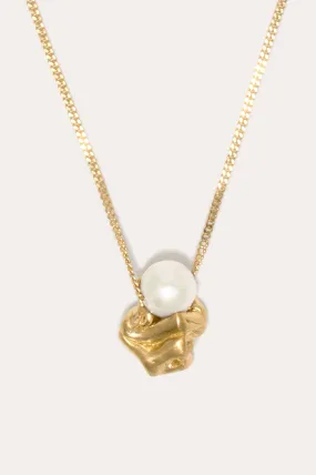 "Notsobig" Crumple - Pearl and Gold Vermeil Pendant