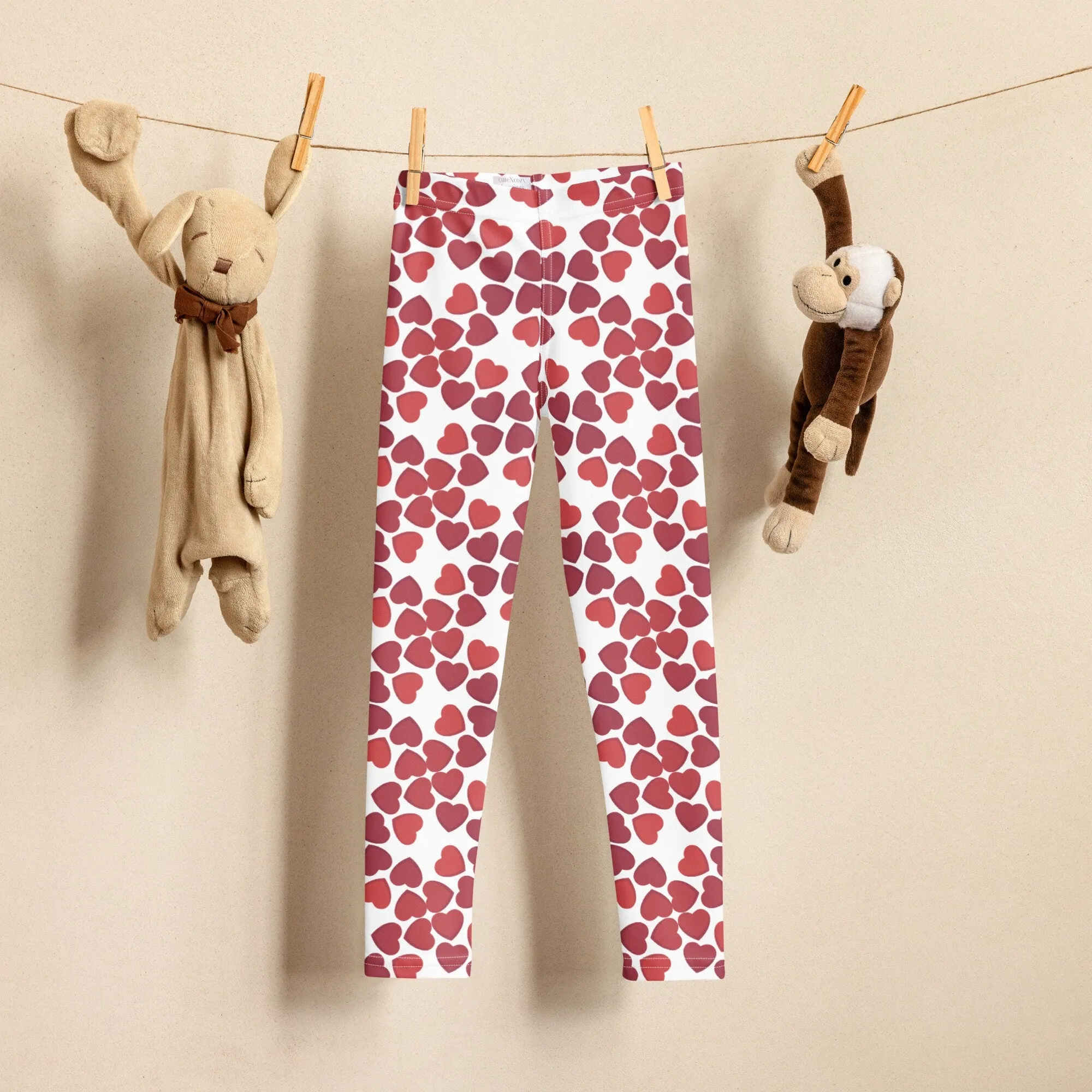 Red Hearts Kid's Leggings Fashion for Valentine's Day