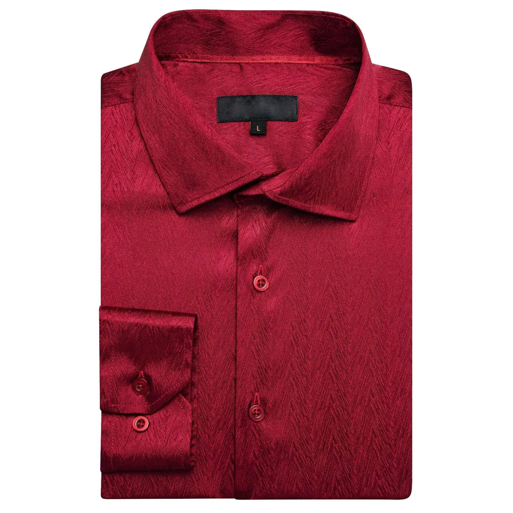 Red Novelty Silk Men's Long Sleeve Shirt