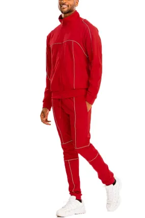 Reflective Piping Detailed Red Track Suit