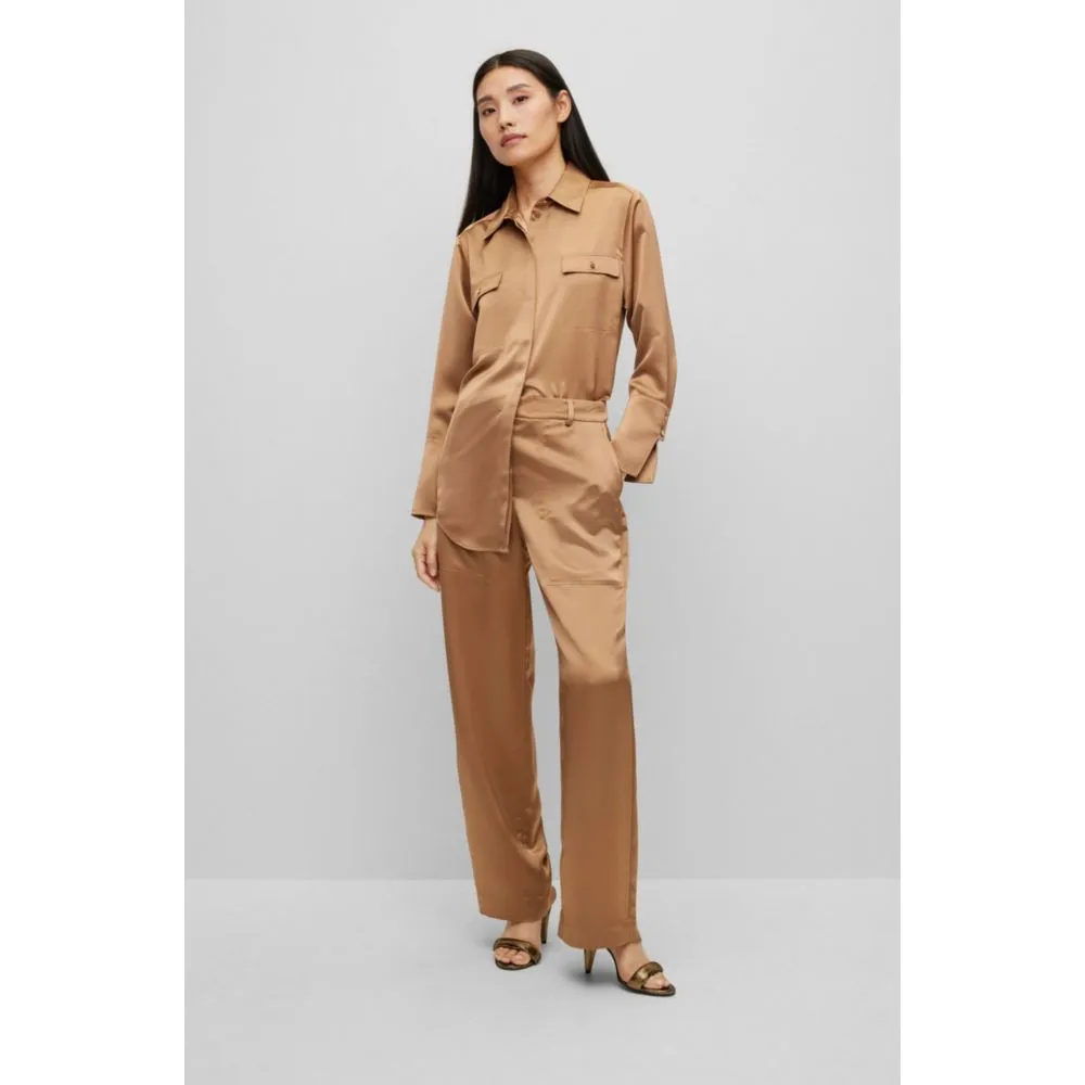 Relaxed-fit trousers in heavyweight satin