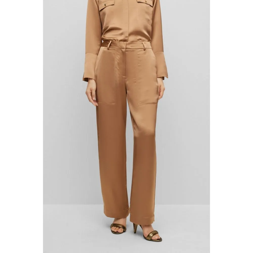 Relaxed-fit trousers in heavyweight satin